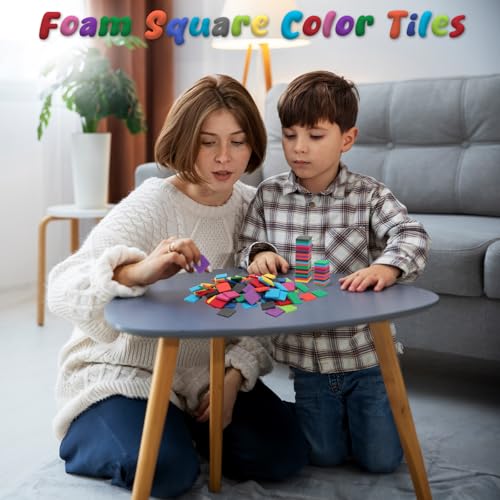 Image of Coopay 500 Pcs Foam Square Color Tiles, Math Counters, Sorting Colored Foam Squares Math Counting Manipulatives, Game Tokens, Bingo Chips, Classroom Crafts for Kids Learning Development Toys