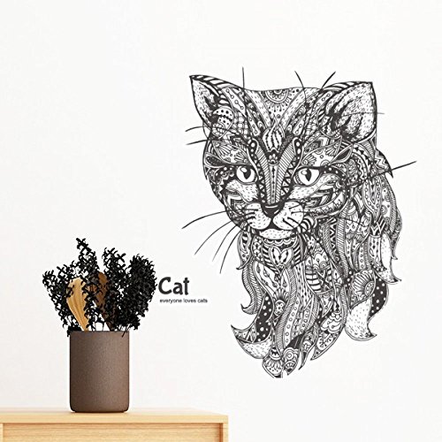 Art mural stickers chat peinture amovible DIYthinker résout décoration murale chambre 70cm - 2