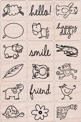 Hero Arts Lp136 Ink 'N' Stamp Wood Sets, Happy Animals #TOP2