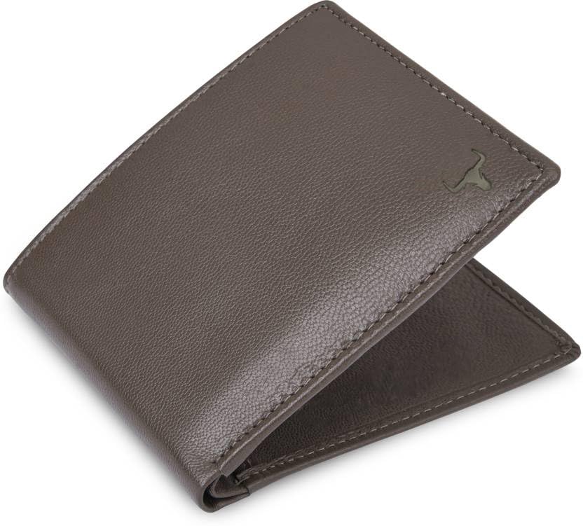 Image of WILD NAPA RFID Protected Brown Genuine Leather Wallets for Men (Grey)
