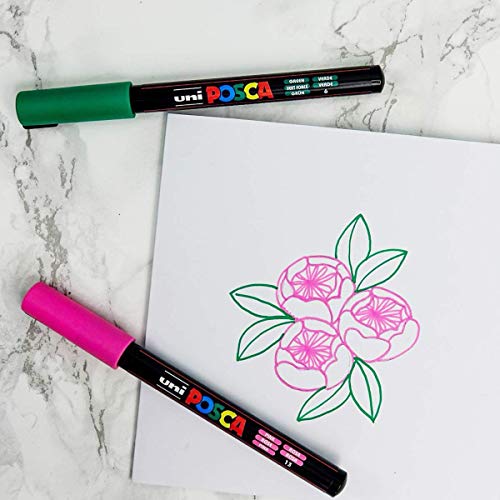 Image of POSCA PC-1MR Marker | 0.7mm Extra Fine Tip (Black & White Ink, Pack of 2)