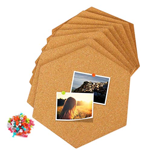 STOBOK Quadros hexagonais de cortiça, quadros de avisos de parede autoadesivos para fotografias, fot