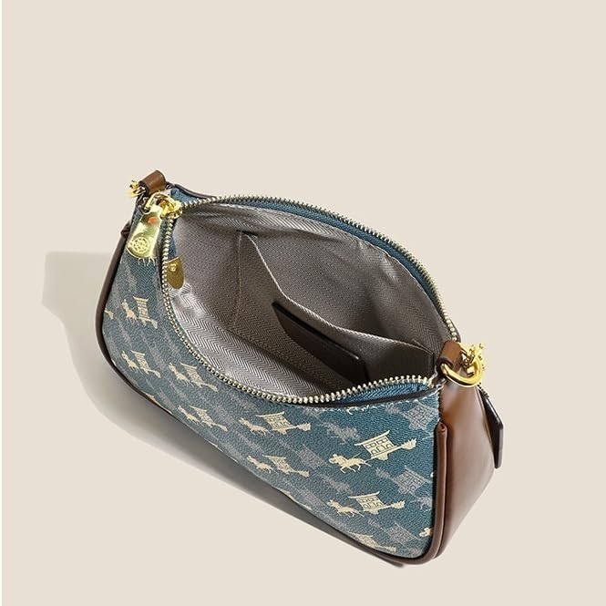 Bolso de hombro estampado vintage de mujer con refinado acabado clásico 5