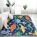 Cartoon Dinosaur Area Rugs Lovely Dinosaur Carpet Rugs for Boys Kids Blue Cute Animal Patterns Carpet Dinosaurs Rug for Boys Bedroom Living Dinning Room Bedroom Kitchen Playing Room, 2'×3'