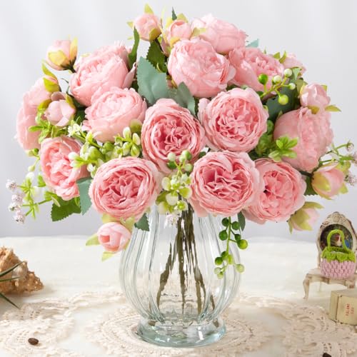 JARELING Peonies In Glass Vase