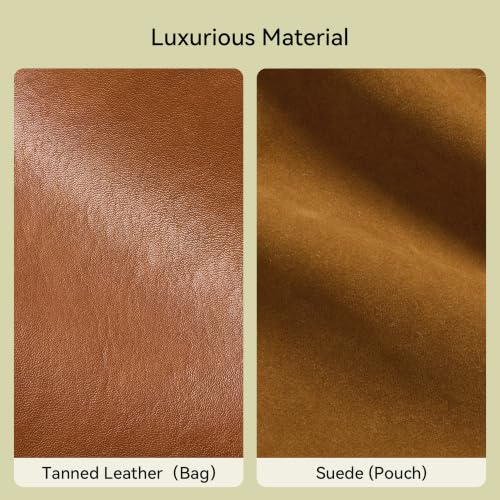 Image of BOSTANTEN Vegan Leather Purses for Women Quiet Luxury Shoulder Bucket Bag | Soft Luxury Tanned Leather, Include Drawstring Pouch, Front Belted Design, Fixed Wide Strap, for Everyday Office Weekend