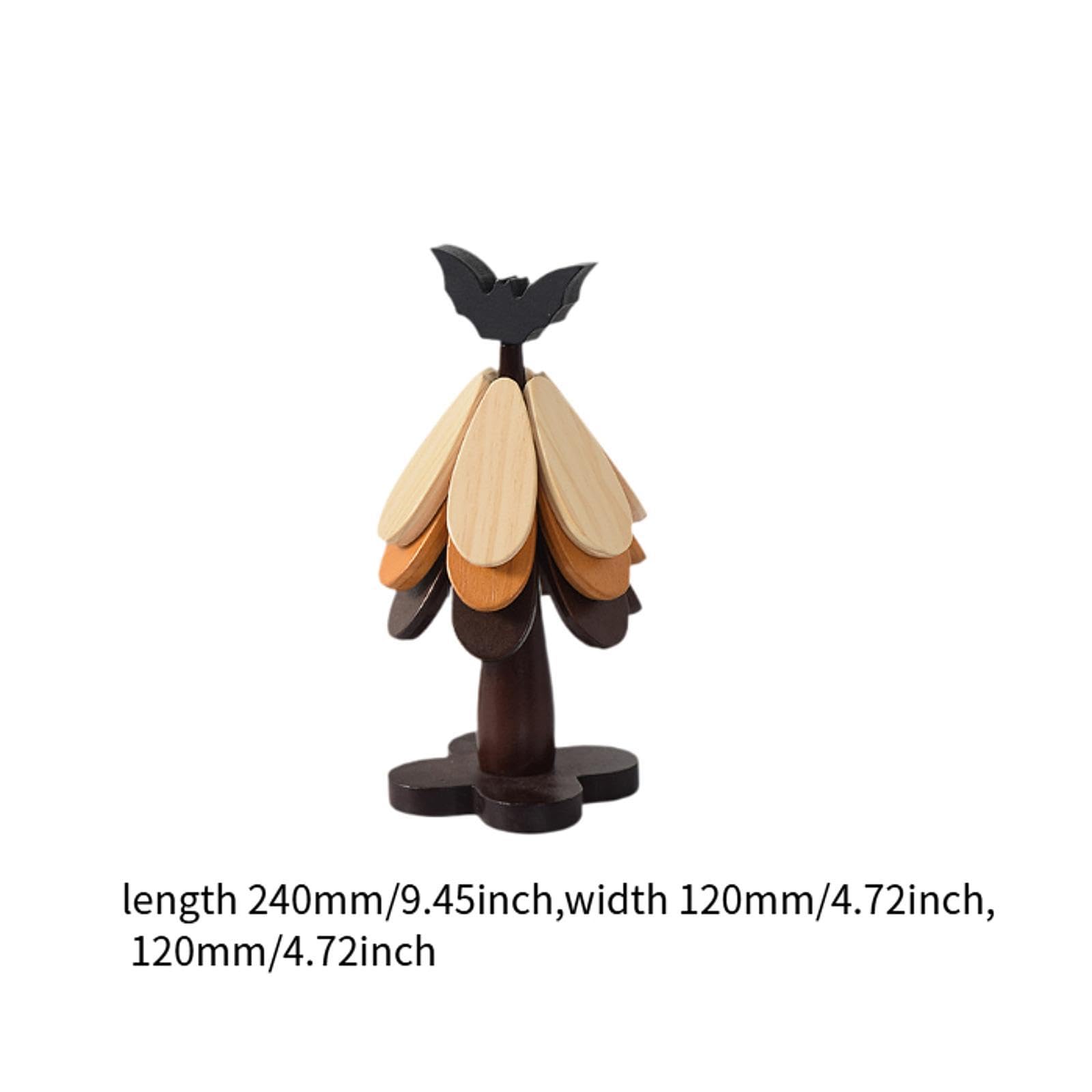 Dessous de Verre En Bois Pliable, Isolant, Utilisable Comme Dessous de Plat Ou sous-verre, sous-verre Original pour Protéger de La Chaleur, Idéal Comm, Chauve-souris Noire