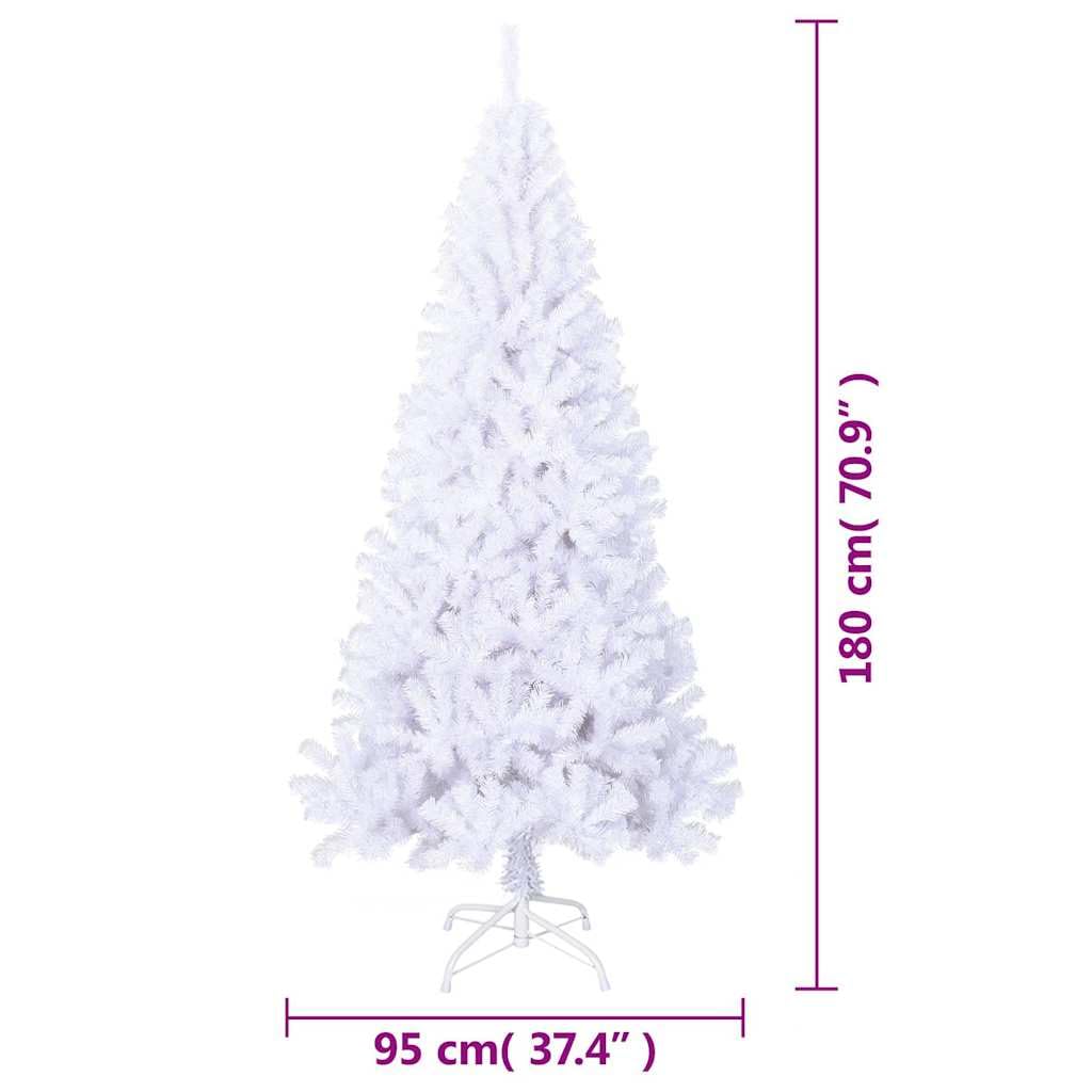 vidaXL Künstlicher Weihnachtsbaum mit Dicken Zweigen Christbaum Tannenbaum Dekobaum Kunstbaum Weihnachten Dekoration Weihnachtsdeko Weiß 180cm PVC