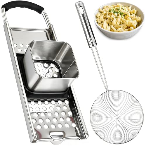 Spaetzle Maker, METLUCK - Máquina de fideos Spaetzle de acero inoxidable de alta calidad con colador para Spaetzle casero