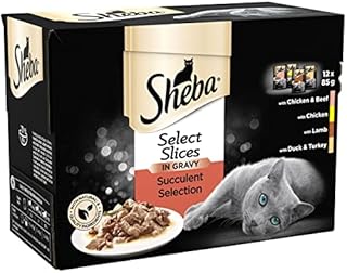 Sheba Select Slices in Gravy  Succulent Selection  Wet cat food pouches for adult cats  Pack of 4 (4 x 12 Pouches x 85 g)