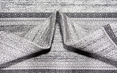 Gloria 2 Piece 22"X59" Runner & 20"X30" Landing Mat Kitchen Set Bordered Washable Rug Anti Slip Backing Rugs Light Weight Foldable Carpet And Doormat Set (Gray, Kitchen Set) #TOP6