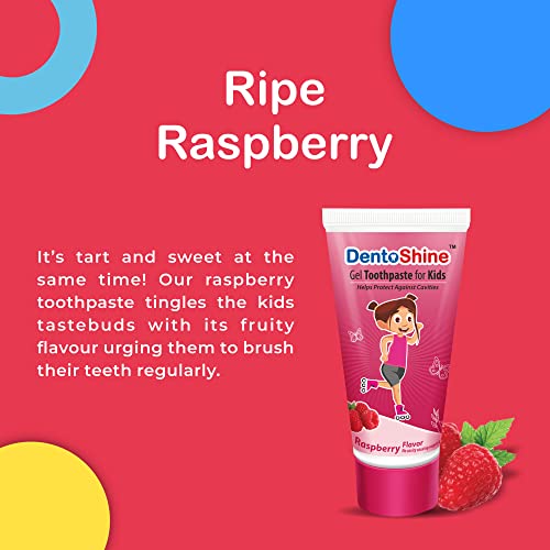 Image of DentoShine Gel Toothpaste for Kids | Pack of 3 (3, Raspberry)