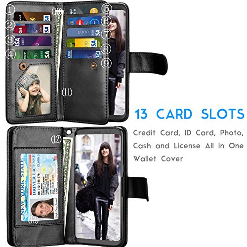 Tekcoo For Galaxy S8 Case/Galaxy S8 Wallet Case, Luxury Id Cash Credit Card Slots Holder Purse Carrying Pu Leather Folio Flip Cover [Detachable Magnetic Hard Case] & Kickstand For Samsung S8 - Black #TOP2