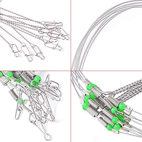 SETLUX Wire Trace Leader Rig Stainless Steel 30x 2 Arms Fishing Rigs Tackle Lure Swivel Snaps Beads - Thumbnail 7