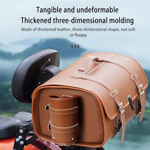 Retro motorcycle top box, thickened waterproof universal trunk travel trunk with safety combination lock and carrying handle, motorcycle helmet storage suitcase, fashionable appearance ( Color : Brown - Thumbnail 4