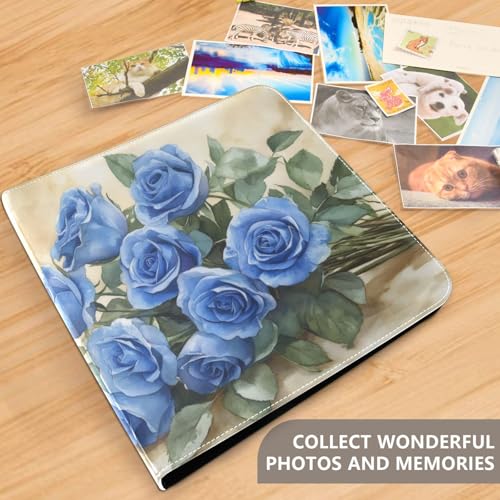 Álbum de fotos autoadhesivo DIY, álbum scrapbook, rosas azules, encuadernador de 3 anillos, 40 páginas, tamaño 8x10 para recuerdos miniatura 5