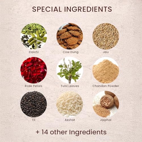 Image of Ritualistic Siya Ram Pavitra Hawan Samagri (300g) | 23+ Sacred Ingredients incl. Chandan, Tulsi, Jaiphal & Cow Dung | Pure Natural Havan Samagri for Ram Puja, Ram Navami & Daily Vishnu Hawan