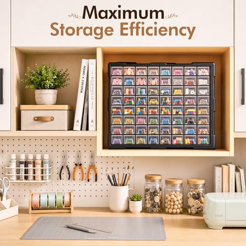 Image of 64-Drawer Organizer Craft Organizers and Storage with Dividers Labels
