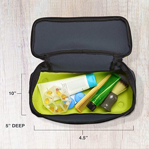 Lewis N. Clark Travelflex Toiletry Kit, Makeup Bag, Shower Caddy + Travel Organizer for Luggage, Carry-on or Suitcase, Classic Side Zip, Charcoal - Image 5
