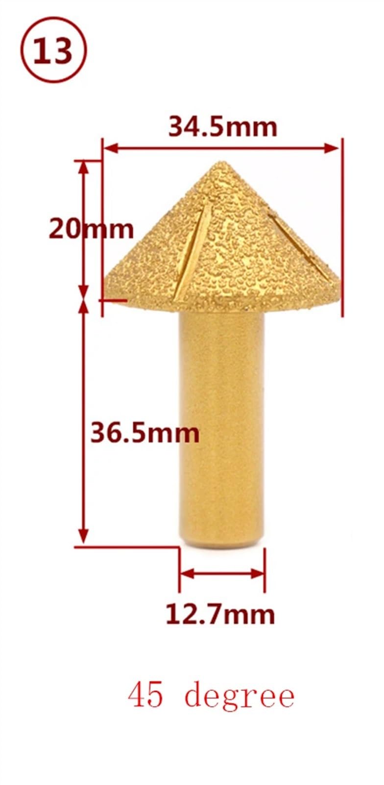 Głowica szlifierska do cięcia diamentowego, lutowania próżniowego, do ceramiki, kwarcu, kamyków, rzeźbienia w kamieniu, frezowania, 1 szt. (M)