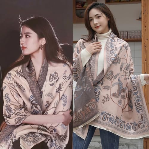 Image of HSR Luxury Cashmere Warm Scarf Brand Shawl Pashmina Wrap for Women