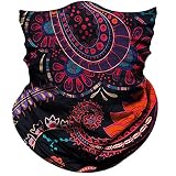 Obacle Seamless Bandana for Rave Face Mask Dust Wind Sun Protection Neck Gaiter Tube Mask Headwear Bandana for Women Men Festival Party Motorcycle Riding Fishing Outdoor (Oval Orange Pink)