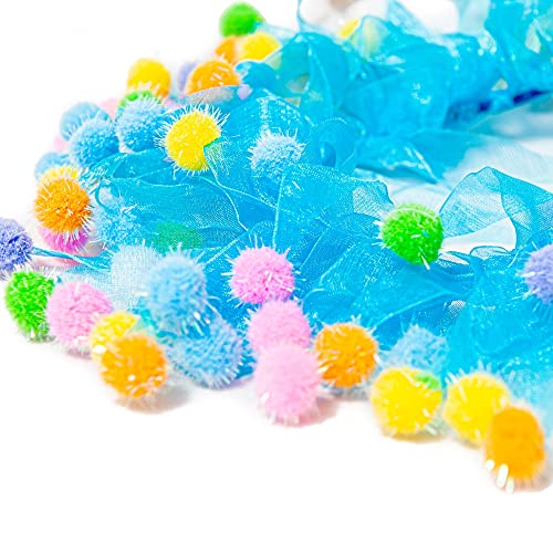 Midlee Blue Birthday Pom Pom Dog Collar (X-Large) #TOP3