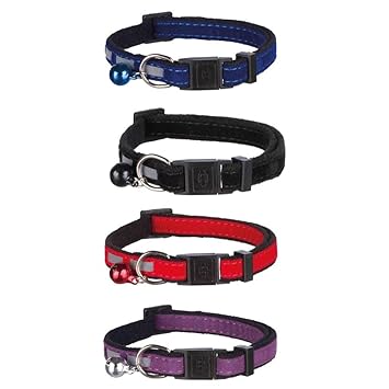Trixie: - Safer Life Cat Collar | Adjustable Nylon Collar Belt for Cats | Contains Reflective Straps to Improve Visibility Fits All Breed | Comes with a Sweet Chiming Bell