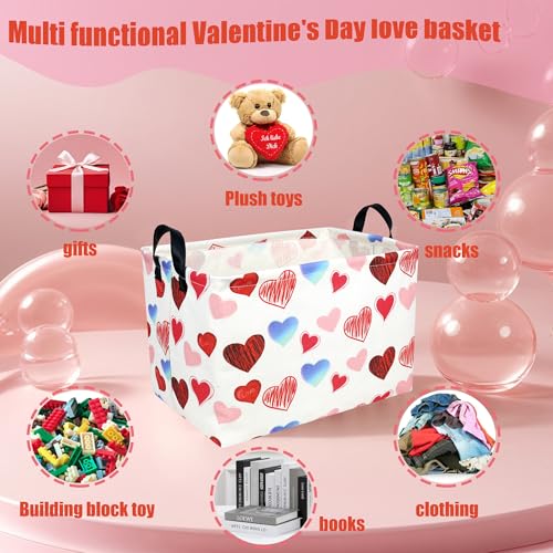 Image of Valentine's Day Basket Gift for Empty Cute Heart Large Storage Bin for Kid and Baby Room Decor (Beauty Love)