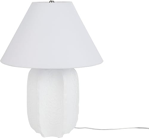 Miniatura 5 de Nourison Lámpara de mesa de yeso de cerámica texturizada blanca de 25 "para dormitorio, sala de estar, consola, mesa auxiliar
