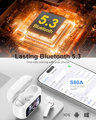 Image of iPhone 17 Wireless Earphones for Apple i Phone Air, 17 Pro Max 17e 16e 16 16pro 15 14, Bluetooth Airpods Noise Cancelling Cordless Earbuds with Touch Screen Headphones in Ear Comfy Ear Buds Headsets