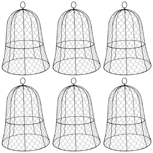 PREMILITY (6 paquetes) Campana de alambre de pollo de jardín de 13 pulgadas de profundidad x 17 pulgadas de alto, protector y cubierta de plantas, fuerte y no se deforma fácilmente, no requiere