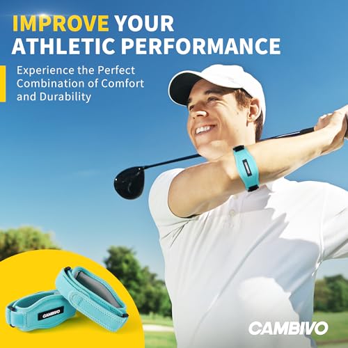 Image of CAMBIVO 2 Pack Tennis Elbow Brace Strap for Tendonitis, Lake Blue