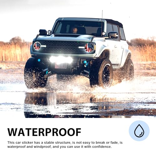 Image of 2 PCS Car Beast Eyes Decals, 3D Stereo Beast Eyes Stickers, Water-Proof Round Light Decal, Cool Beast Eyes Light Decoration Stickers, Suitable for Wrangler and Most Cars (Flag)
