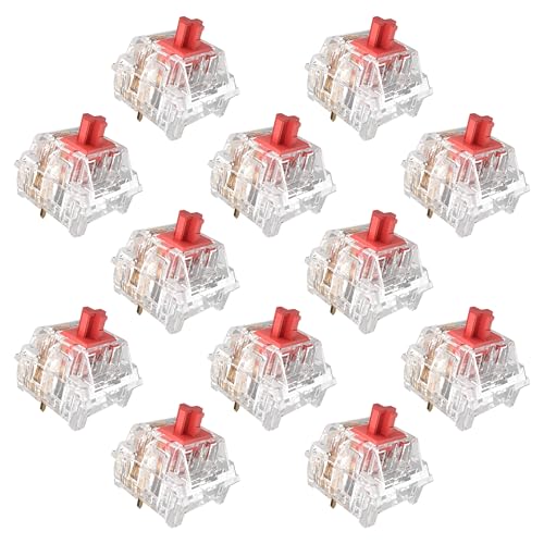 Image of Zhouwang 72 Pcs Burgundy Crystal Linear Mechanical Keyboard Switches Kit | Pre-Lubed Hot-swap Switches,Responsive 3 Pin Office Typing,MX Style Smooth feel for Mechanical Gaming Keyboards