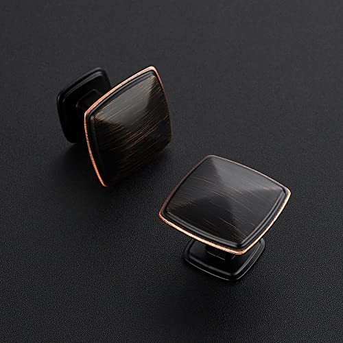 Image of Ravinte 20 Pack Oil-Rubbed Bronze Kitchen Cabinet Square Knob Single Hole Cabinet Hardware for Dresser Drawer Cabinet Pulls Drawer Knobs Cabinet Knobs