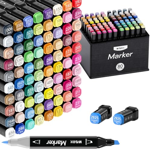 M&G Alcohol Art Markers Chisel & Fine Tip，80 Colors Dual