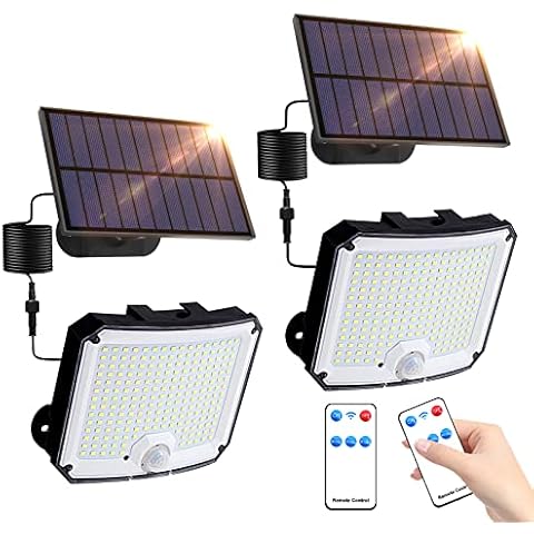 Lámpara Solar YzzYzz Exterior 208 LED con Detector de Movimiento y Cable de 5m Cover