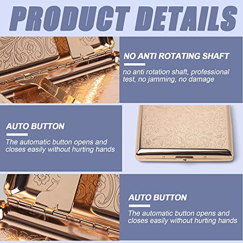 Image of Retro Metal Gold Cigarette Case - Holds 20 Regular Size Cigarettes, Clip Closure