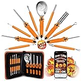 2022 New Pumpkin Carving Kit with Stencils Ebook & Carrying Case, 12 PCs Heavy Duty Stainless Steel...