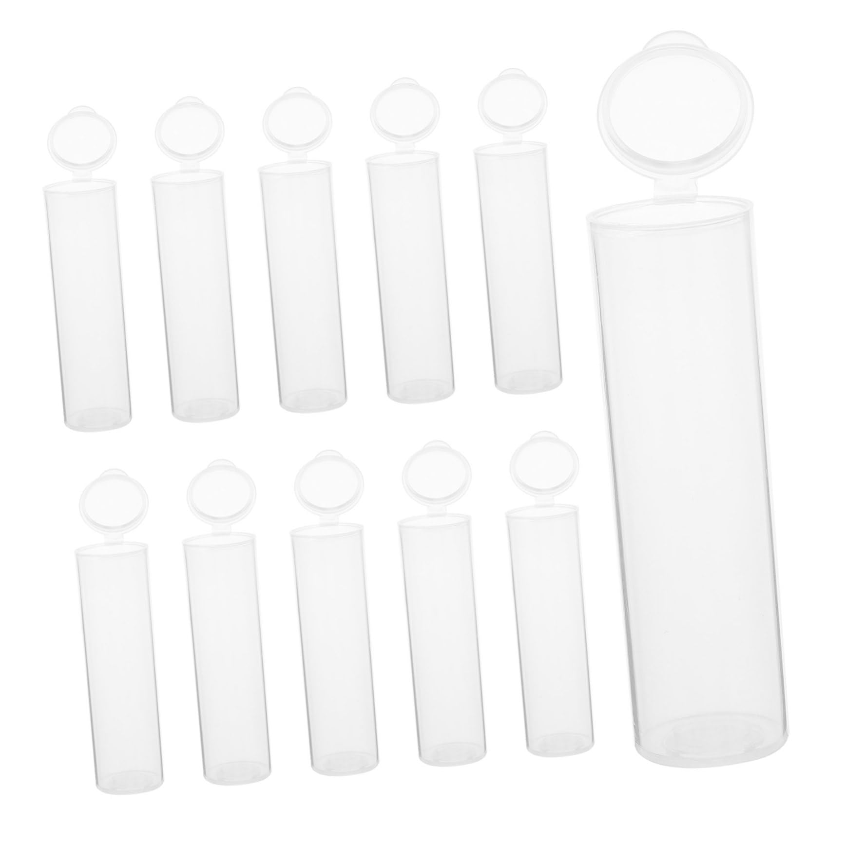 PACKOVE 30pcs Plastic Storage Tubes with Flip Caps Clear Vial Containers for Educational Test Samples Pills and Coins Sealed Design for Dust and Moisture Protection