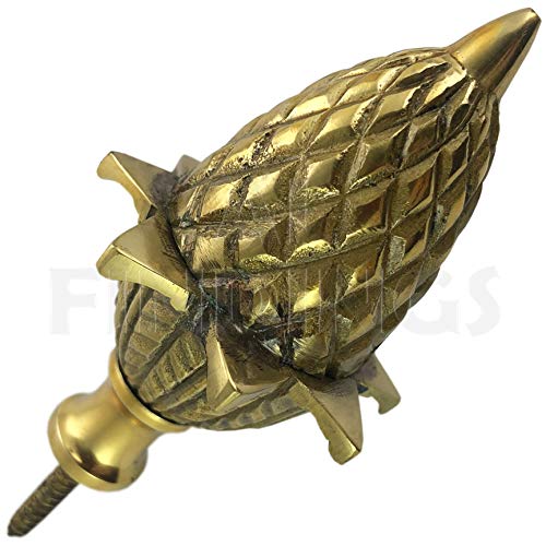 Finial de bola de latón macizo para remate de reloj antiguo 3