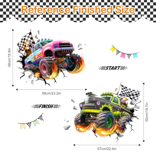 Vinilo decorativo 3D auto de carreras para pared infantil miniatura 4