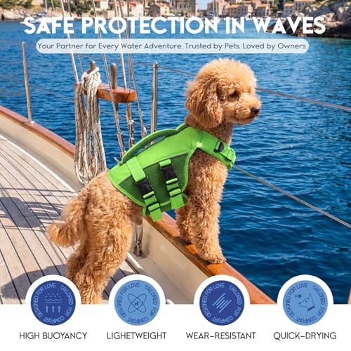 ASENKU Schwimmweste Hund Mittel M,Verstellbar & Ripstop Hundeschwimmweste,Rettungsweste für Hunde mit Griff und Reflektierend, Hunde Schwimmweste für Chihuahua,Dackel,Französische Bulldogge, Labrador