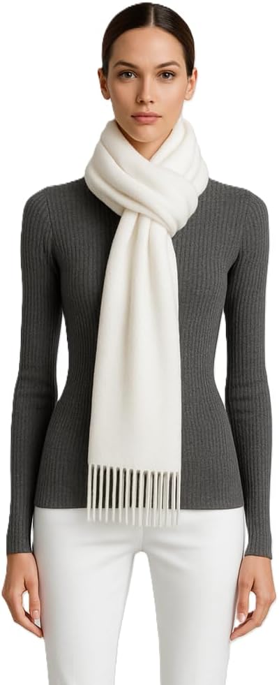 JENNIE LIU Women's 100% Pure Cashmere Scarf 75"x12" Cashmere Scarves for Women