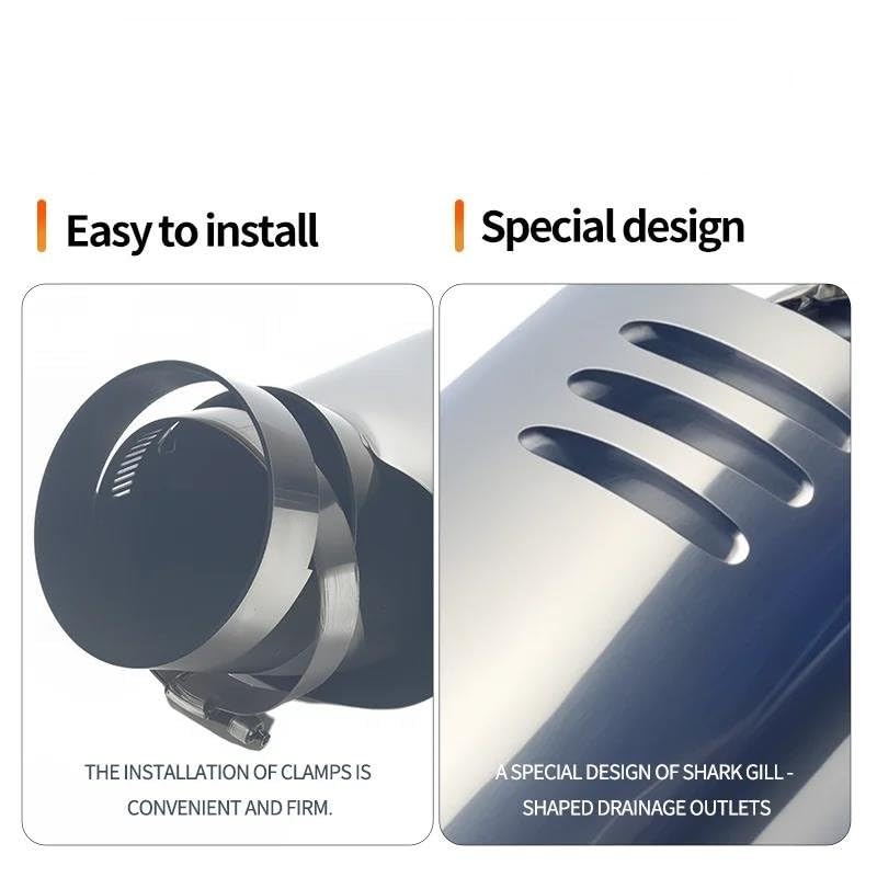 Punta de escape para coche de 5,2-5,8 cm en acero inoxidable decorativo 6