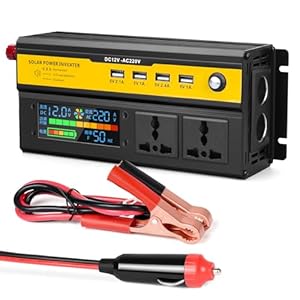 Car Power Inverter, 1200W Inverter 12v to 240v, Pure Sine Wave Inverter Car Converter with 2.4A 4 USB Sockets Dual Car Adapter With LCD Display for Travel, Camping, RV
