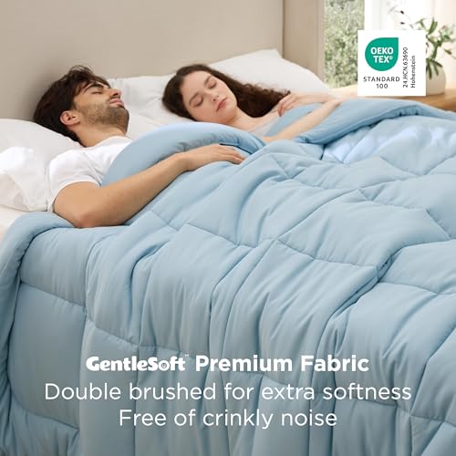 Image of Bedsure Comforter Duvet Insert - Quilted Comforters Oversized King, All Season Duvet, GentleSoft Down Alternative Bedding, with 8 Tabs, Gifts for Women /Men, Light Spa Blue, Oversized King 116x98Inche
