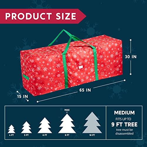 Joiedomi 65" Christmas Tree Storage Bag – Fits Up To 9 Ft Disassembled Artificial Christmas Tree, Snowflake Patterned Christmas Oxford Storage Bag With Card Slot And Dual Zipper For Xmas Holiday (Red) #TOP3