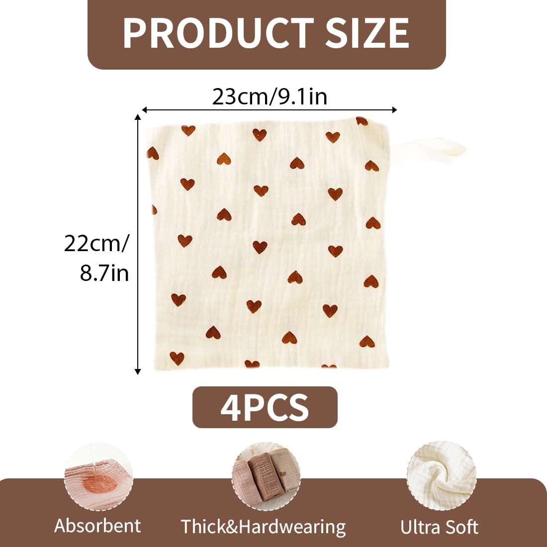 Panni Neonato Cotone Mussole Asciugamani Bambini 25.5 x27.5cm Morbido Assorbente Mussola A Grana Motivo floreale